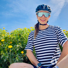 Load image into Gallery viewer, Lynt Crop Tee in Dark Navy Stripes