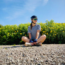 Load image into Gallery viewer, Lynt Crop Tee in Dark Navy Stripes