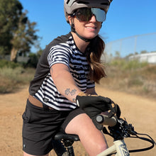 Load image into Gallery viewer, Lynt Crop Tee in Dark Navy Stripes