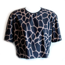 Load image into Gallery viewer, Lynt Crop Tee in Black/Olive Giraffe