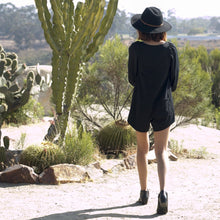 Load image into Gallery viewer, Lynt A Line Sleeved Romper in Black