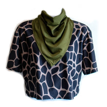 Load image into Gallery viewer, Lynt Crop Tee in Black/Olive Giraffe