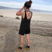 Load image into Gallery viewer, Button Short Overalls in Black