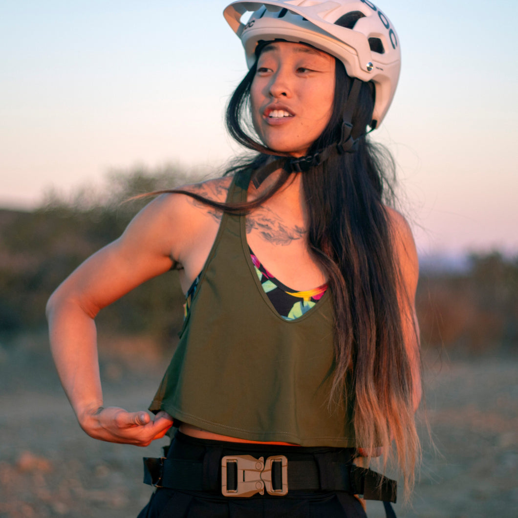 Lynt Razor Back Tank in Green Olive