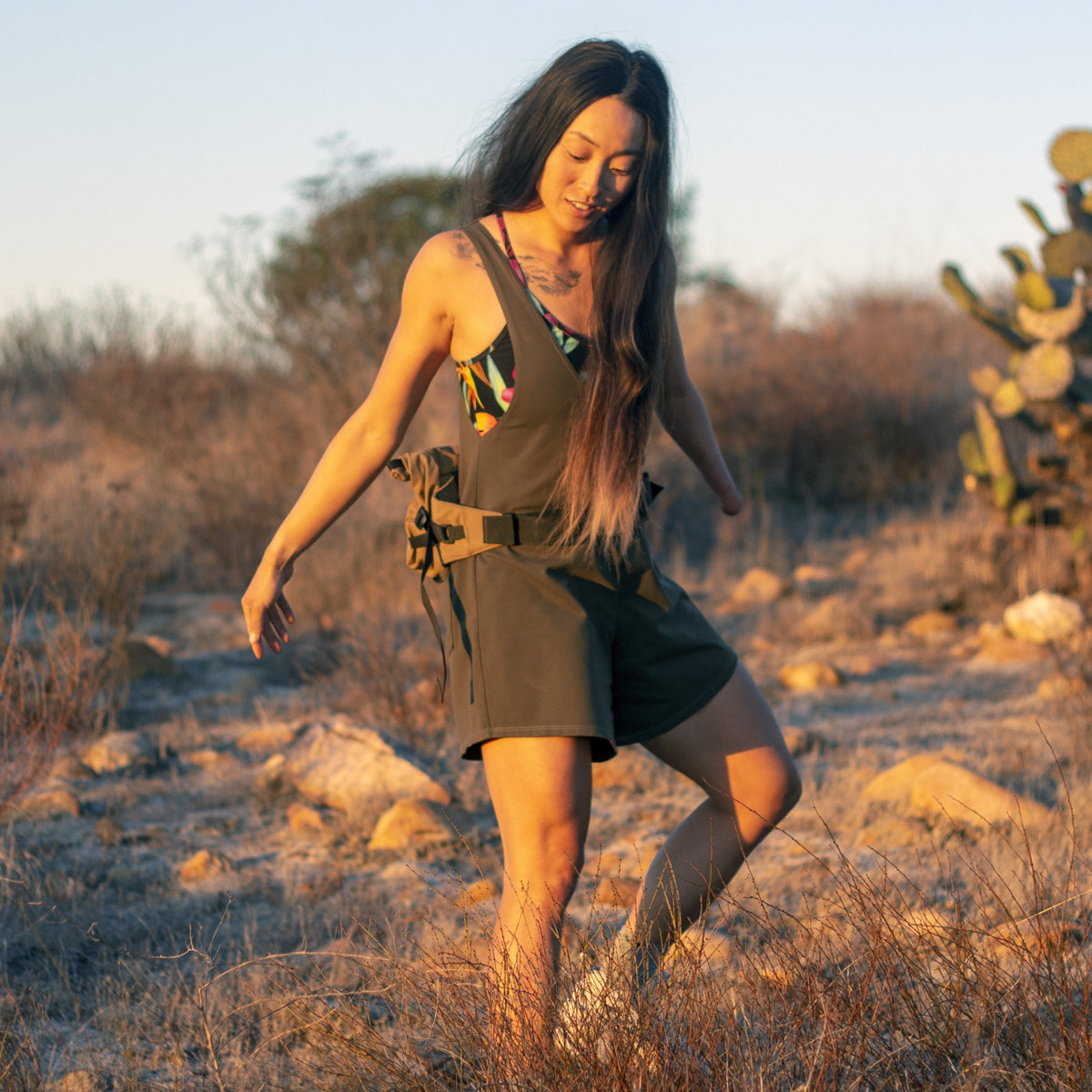 Lynt Easy Peasy "Deep V" Jumpsuit in Olive Green 