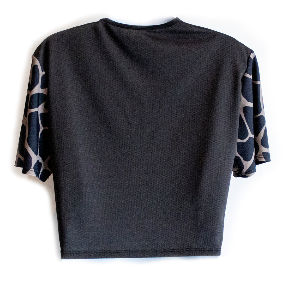 Lynt Crop Tee in Black/Olive Giraffe